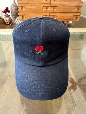 The Hundreds Navy Cap with Red Rose Embroidery